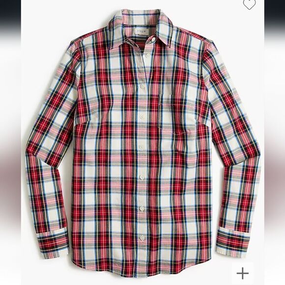 J.Crew Factory Plaid Cotton Poplin Shirt in Signature Fit Size Medium - Picture 1 of 7